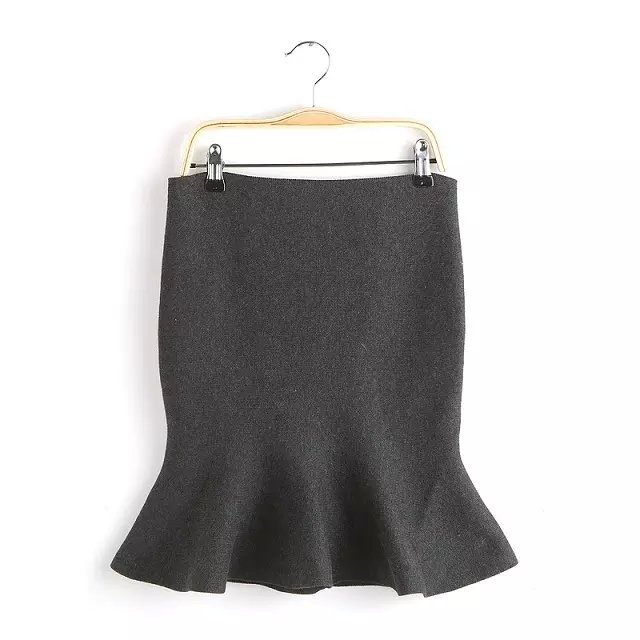 Knitting skirts for Women Vintage Autumn Fashion Fishtail Zipper For casual Grey casual brand skirt feminino femme