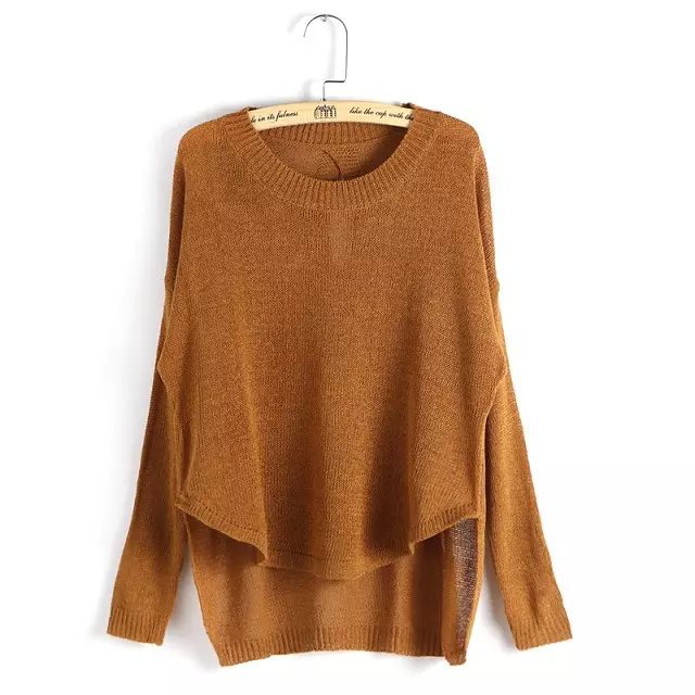 Knitting sweaters for Women Autumn Fashion back Hollow out Irregular hem Pullover long Sleeve Casual Outwear women vogue