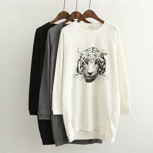 Knitting sweaters for Women Winter Fashion Tiger pattern Pullover long Sleeve O-neck Casual brand Outwear