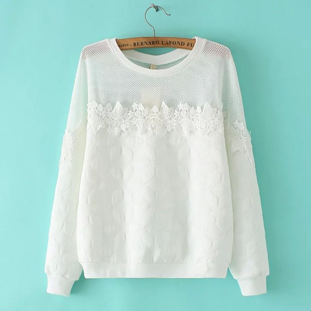 Knitting Sweatshirts for Autumn women fashion Sunflower Embossing Patchwork Chiffon pullovers lady casual long sleeve Tops