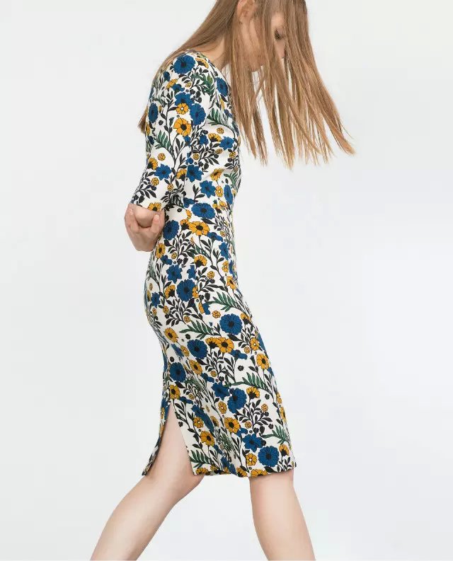 New Fashion Women Elegant floral Knee-Length print pencil Skirt high Waist zipper side open casual fit brand design