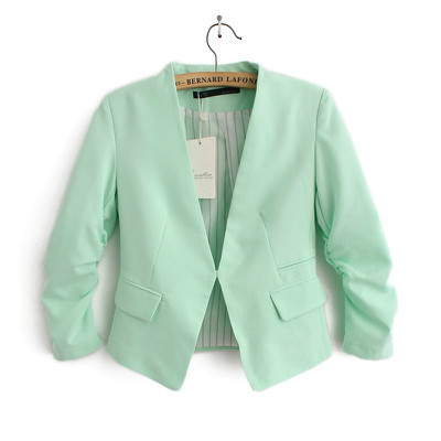 Spring Fashion Blazers for women Fold long sleeve suit basic cropped short jackets Brand womenswear female