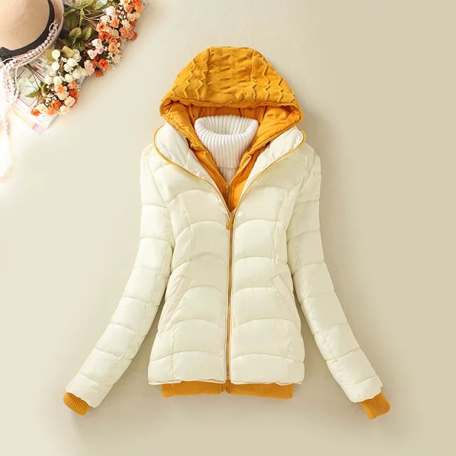 Winter Jacket Women Elegant Cotton Wadded knitted Hooded Thick Zipper Pocket Parka Coat Outwear Casual Plus size