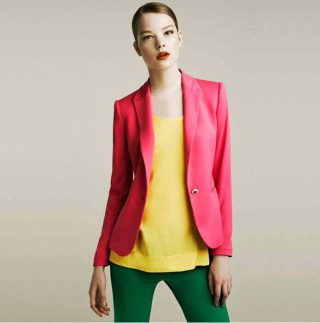 Women blazer jacket fashion long sleeve Pink Office Lady Single Button suit Pocket Female casual brand blaser