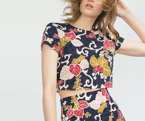 Women blouses Fashion Elegant Vintage Floral print O neck back Zipper cropped short shirts casual blusas femininas