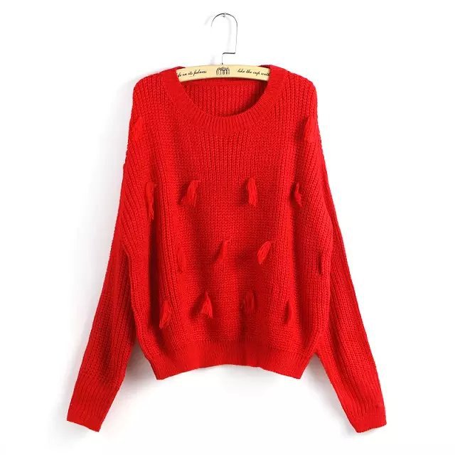 Women Knitting sweaters Autumn Fashion Elegant Red white black blue Pullover O neck long Sleeve Casual Outwear women vogue