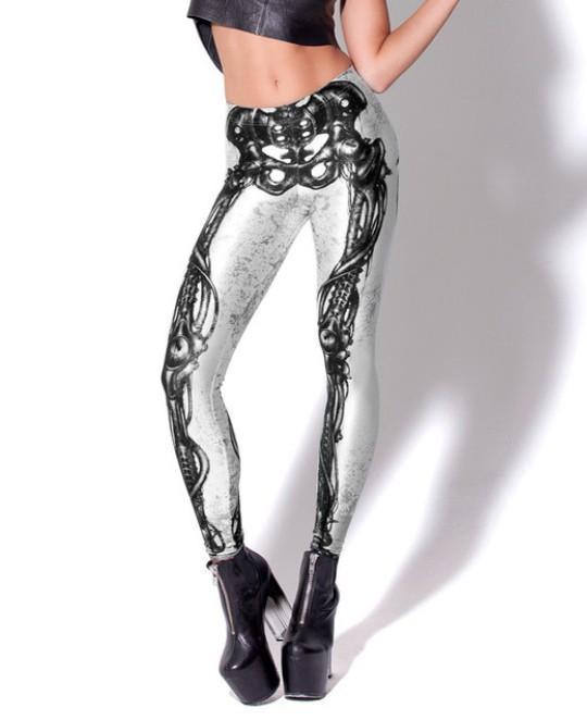 Women Leggings Fashion vintage Skeleton Print Elastic Waist Stretch Sport Plus Size Pants Sexy Trousers Brand Female