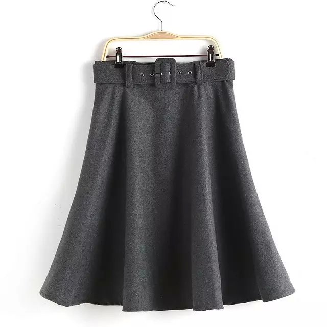Women skirts Fashion Woolen high waist With Belt short flared skirt mini casual brand winter autumn