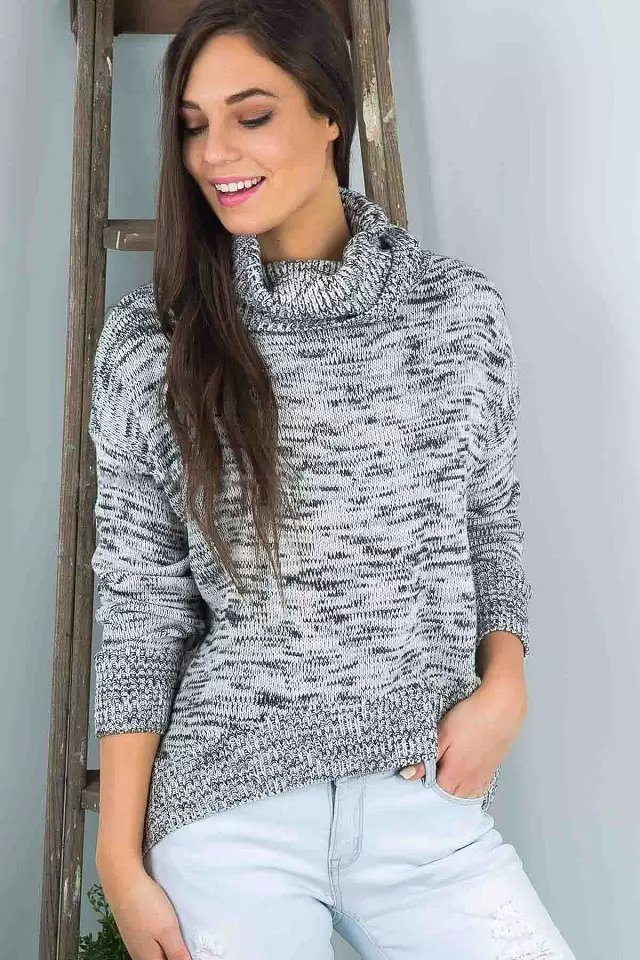 Women sweaters Autumn Fashion Gray Pullover knitwear Turtleneck long sleeve Brief Casual knitted brand