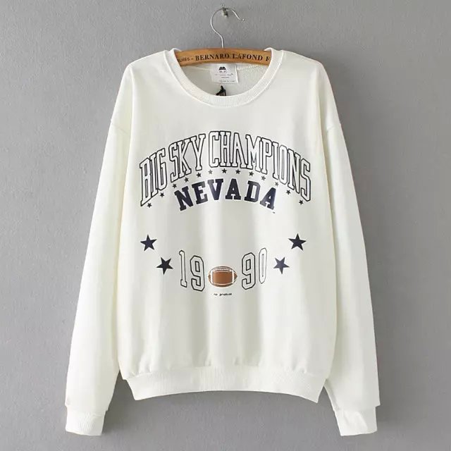 Women Sweatshirts Autumn Fashion white Letter number star print sport Pullover batwing sleeve O-neck brand hoodies