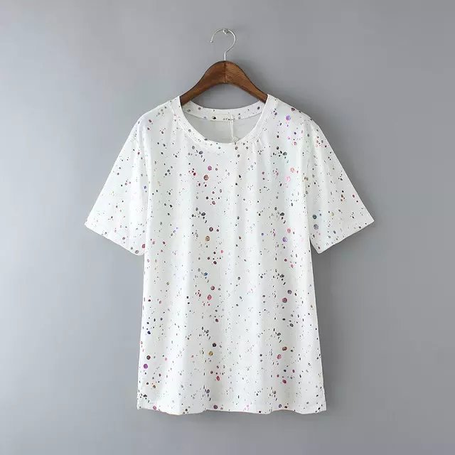 Women T-shirts Fashion Cotton Bronzing Print short sleeve White t shirt Casual brand tops camisetas mujer