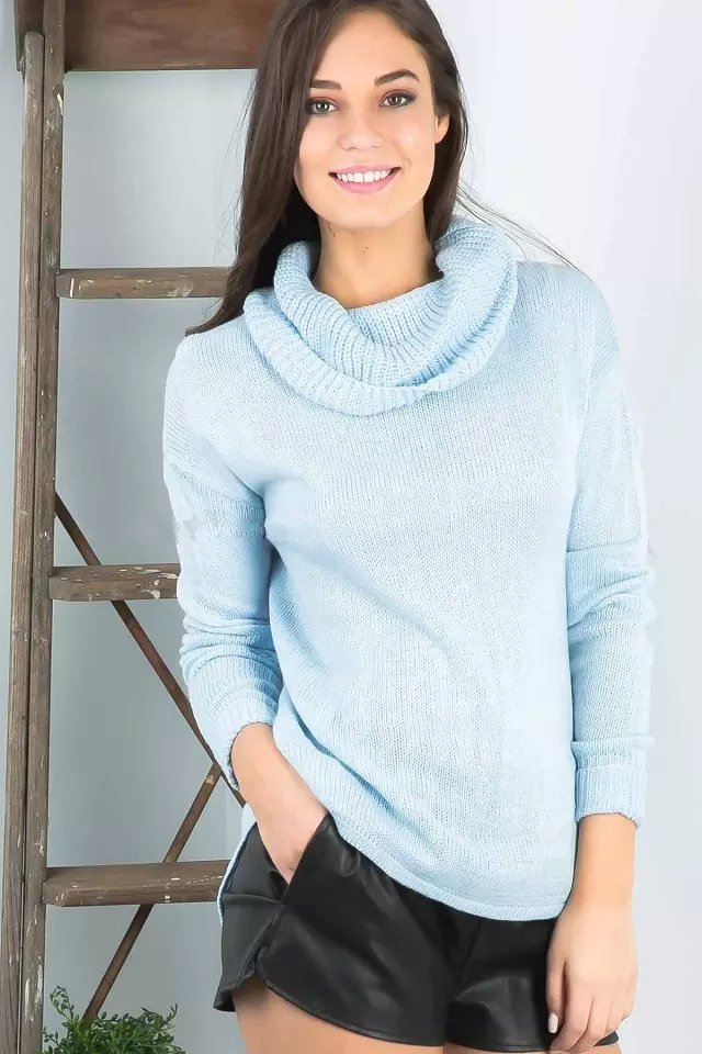 Women winter Knitted Sweaters American fashion Blue pullovers Turtleneck casual loose long Sleeve Brand Green