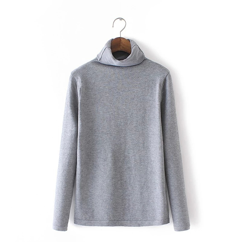 Women winter Knitted Sweaters American fashion Gray cotton pullovers Turtleneck casual fit long Sleeve Brand female