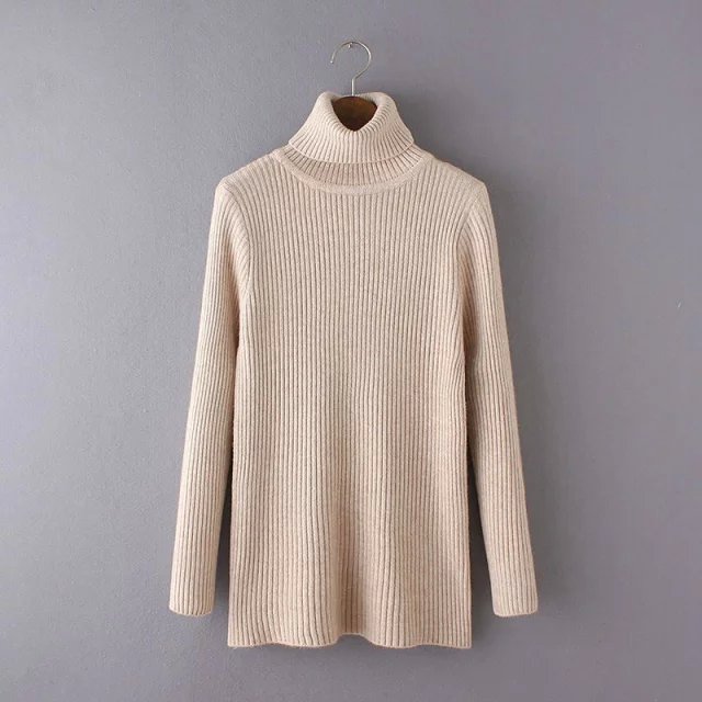 Women winter Knitted Sweaters American fashion Khaki pullovers Turtleneck casual fit long Sleeve Brand female black gray