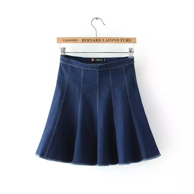 American Apparel Fashion Blue Denim Skirt School Style High Waist Ball Tennis Pleated Skirt sexy Saias Femininas