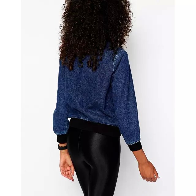American Apparel Women Blue Denim baseball jacket Fashion pocket Casual Long sleeve brand chaquetas mujer