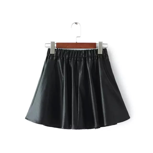 American Fashion women black Faux Leather A-Line mini Skirt button high waist elegant casual saias feminina faldas jupe