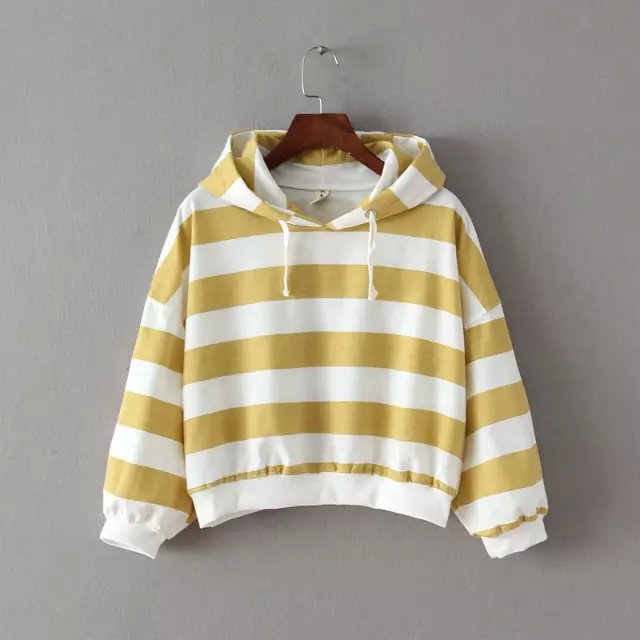 Autumn Fashion women hooded Casual Candy Color Striped long Sleeve Pullovers brand Tops loose Hoodies
