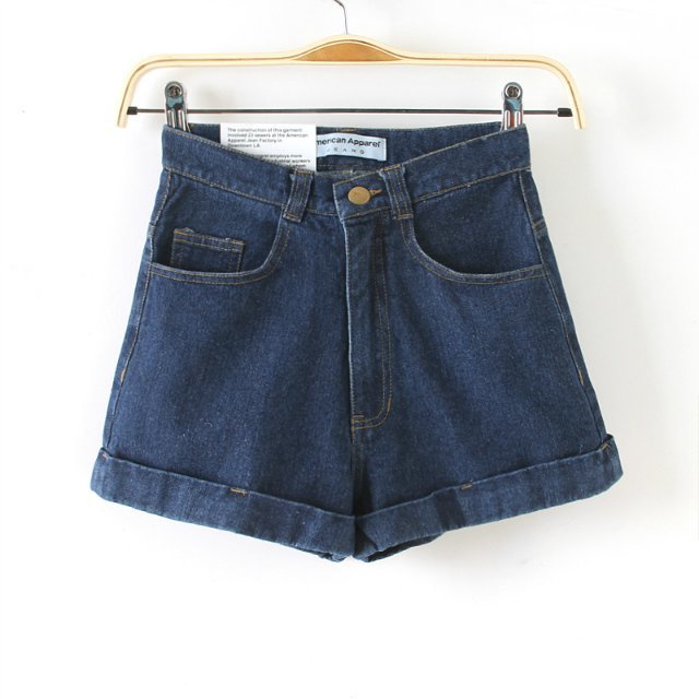 Fashion American style Women Stretch blue Denim zipper shorts casual High waist pocket fit brand
