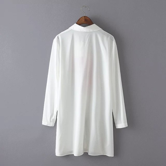 Fashion Autumn Women White Floral Print Long Shirt Dresses Buttons Turn Down Collar Long Sleeve Casual Brand Loose vestidos