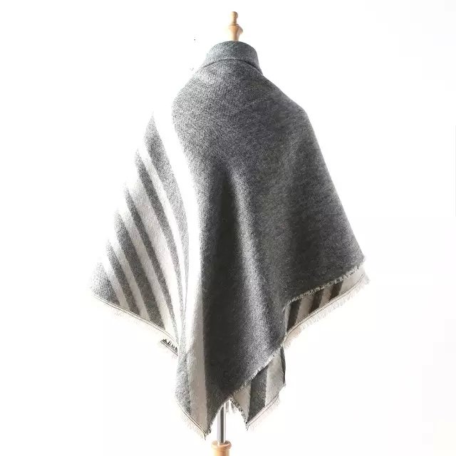 Fashion England Style Scarves & Wraps Adult Cashmere Shawl Stylish Warm Neck Wrap gray Striped pattern Women Soft Scarf