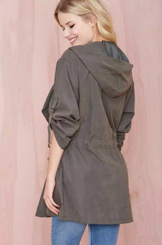Fashion Korean style elegant windbreaker hooded belt pocket trench coat for women long sleeve Casual brand female