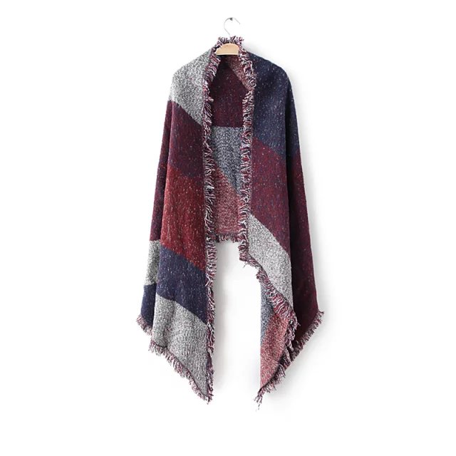 Fashion Scarf For Women Winter Acrylic Geometric Pattern Tassel Thicken Warm Soft big Oversized Shawls wrap