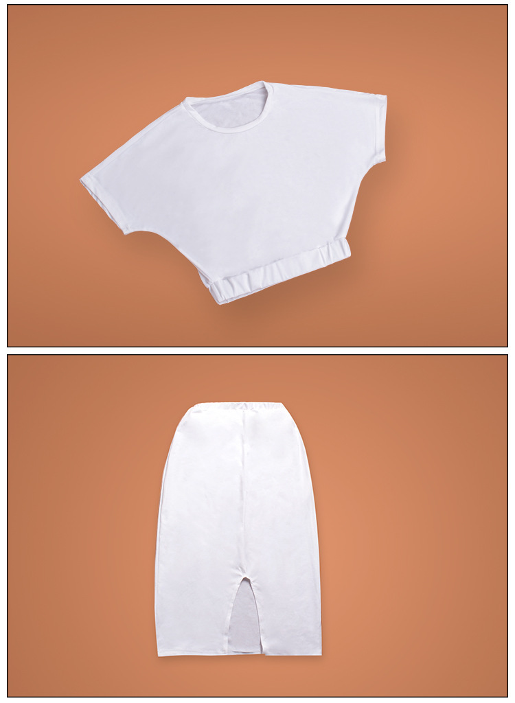 Fashion Sexy White T-Shirt + Skirt Women Two Piece Dress Sets O-Neck Short Sleeve casual Brand Club Wear