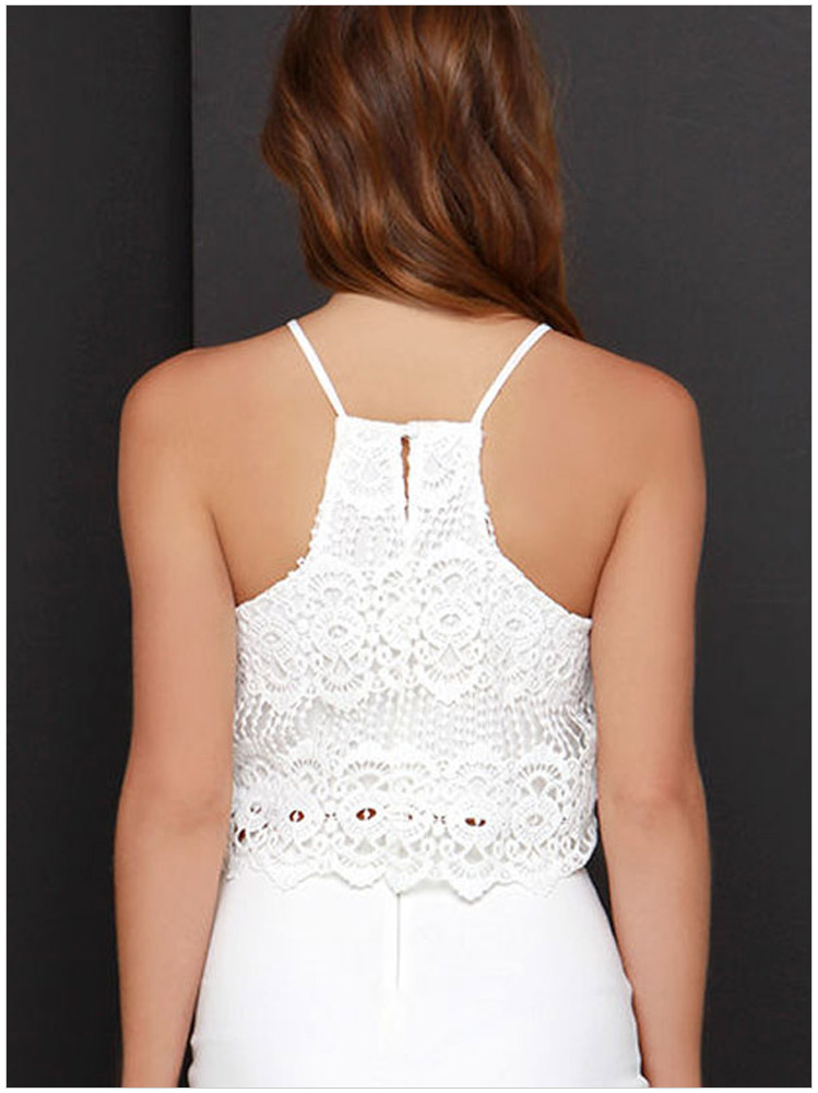 Fashion summer women elegant lace hollow out sexy backless short Camis Tank casual shirt quality brand tops