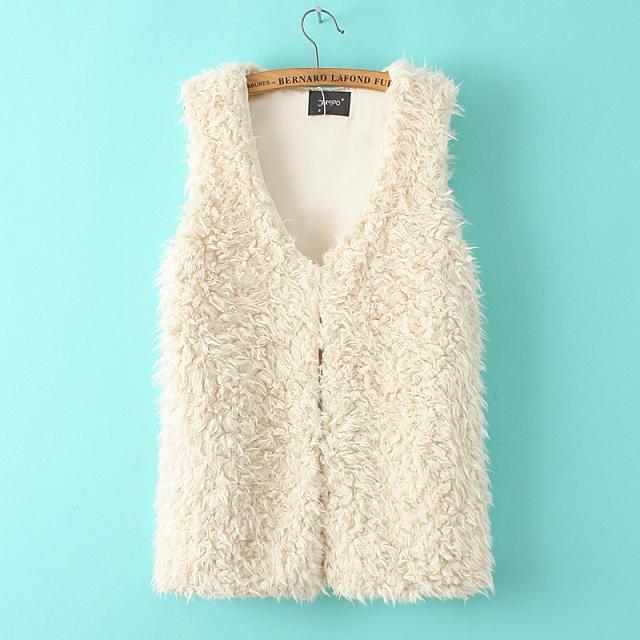 Fashion winter Thick warm White wool vests for Women V-neck Sleeveless outwear casual brand female plus size