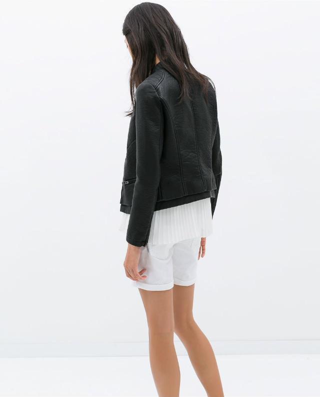 Fashion Winter Women Cool black Faux leather Short jacket coat vintage Pocket casual long sleeve Brand for female