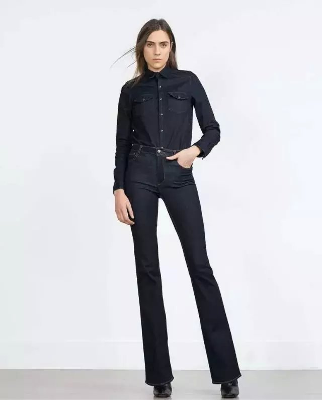 Fashion women American style Jeans blue denim Flare Pants zipper pocket casual fit brand designer trousers plus size
