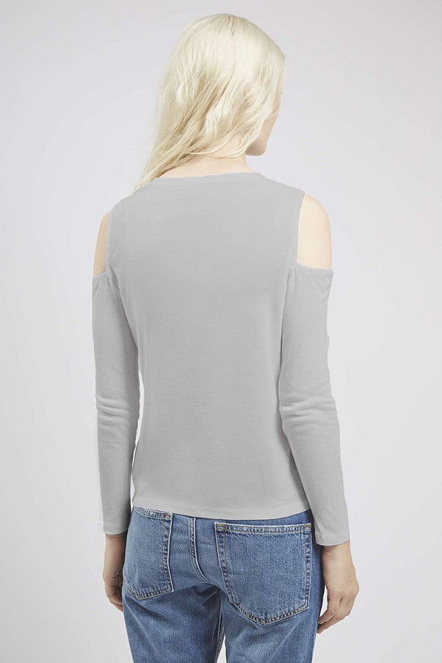 Fashion Women Basic School Style Gray cotton O-neck off shoulder T-Shirt long Sleeve female shirts Casual brand tops
