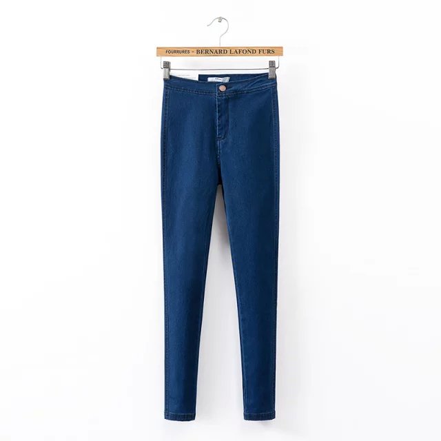 Fashion women Denim stretch skinny pencil pants zipper pocket high waist casual fit jeans trousers brand plus size