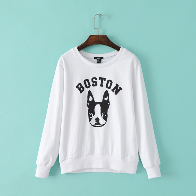 Fashion Women dog Letter print sport O Neck white Brief pullovers female Casual long Sleeve brand sweatshirts feminino