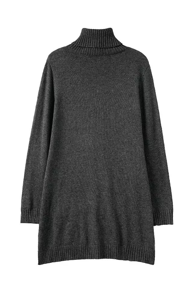 Fashion women elegant Gray pullover knitwear Casual turtleneck long Sleeve knitted warm sweater Tops