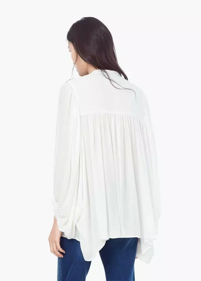 Fashion women Elegant white Geometric Embroidery blouses three quarter sleeve Drawstring V-neck shirts casual female