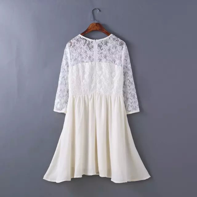 Fashion Women lace Floral White Dresses Sexy Half Sleeve O neck casual brand vestidos