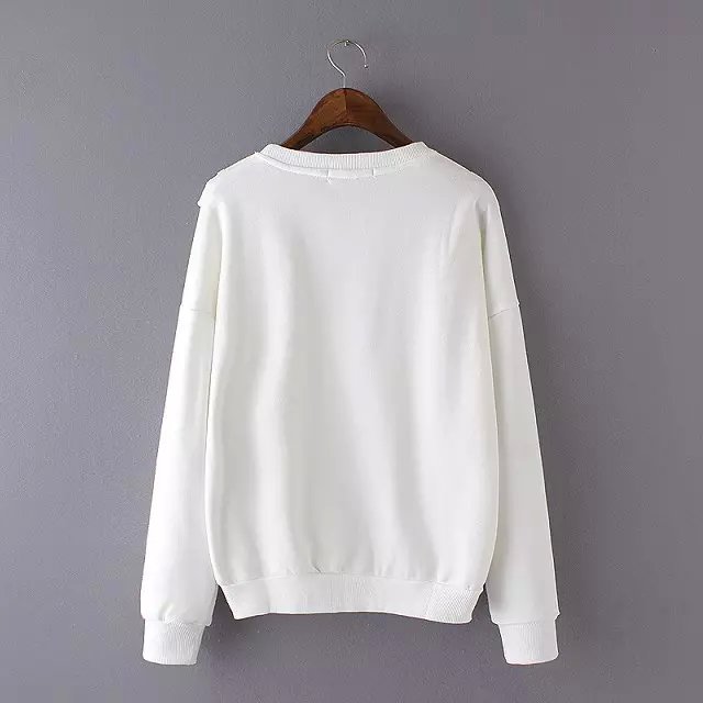 Fashion women sweet Sweatshirts white Ruffles batwing sleeve O-neck Pullover hoodies brand tops for female