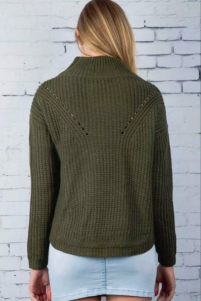 Fashion Women Winter warm green hollow out Pullover Turtleneck knitwear batwing sleeve Casual knitted sweater brand tops