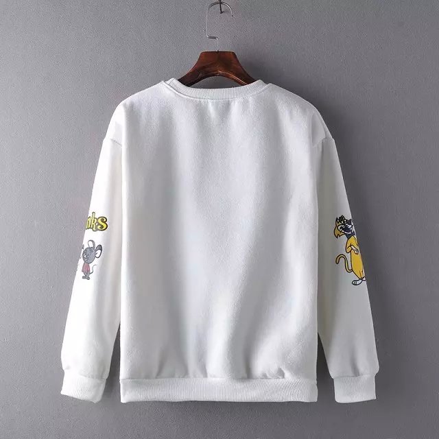 Fashion Women winter White Cotton thick Cartoon Letter print pullover sweatshirt batwing sleeve Casual hoodies brand