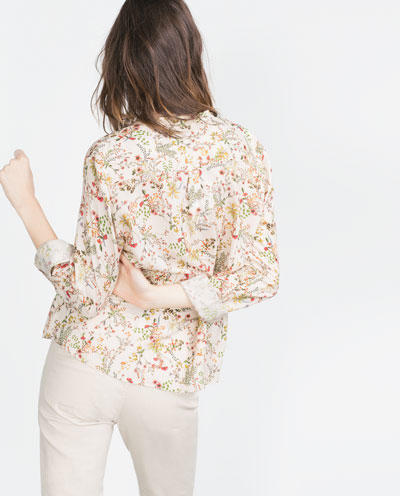 Fashion women work vintage floral print blouse Button pocket Shirts casual plus size mujer camisas femininas tops