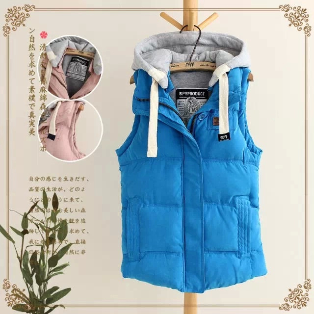 Hot Women Winter Fashion Waistcoat Hooded Thick Warm Down Cotton Wool Hooded Collar Vest Female Plus Size Outerwear