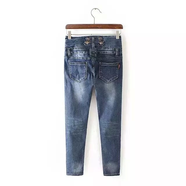 Jeans for Women Fashion button zipper high Waist plus size Denim trousers pockets skinny pants casual brand design