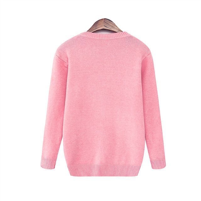 Knitted sweaters for women Fashion Sweet pink Bow Embroidery O-neck Pullover knitwear Long sleeve Casual brand tops