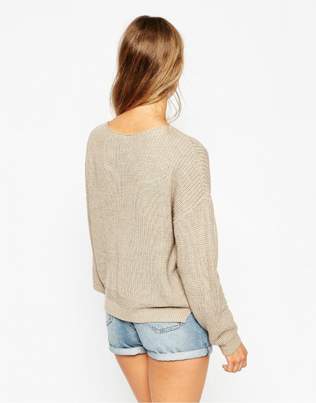 Knitted sweaters for women winter england Fashion Khaki Pullover Batwing sleeve side open O-neck basic Casual loose brand
