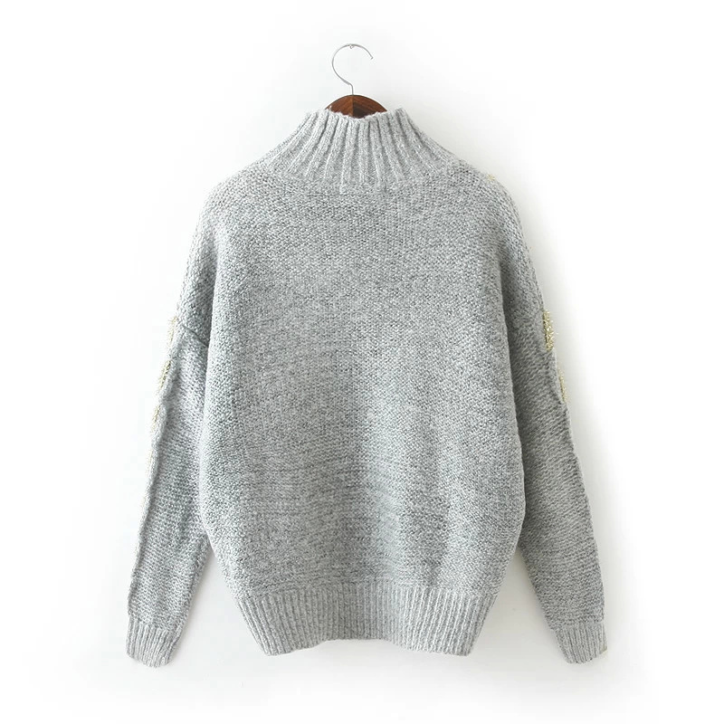 Knitting sweaters for women winter warm Turtleneck Fashion Gold Twisted gray Pullover long sleeve Casual knitted brand