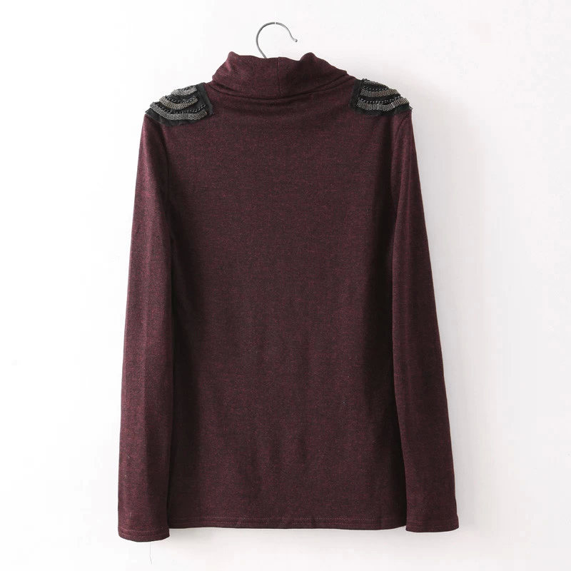 Knitting Turtleneck black Sweaters for women Winter Warm Shoulder belt pullovers casual long Sleeve Brand Tops