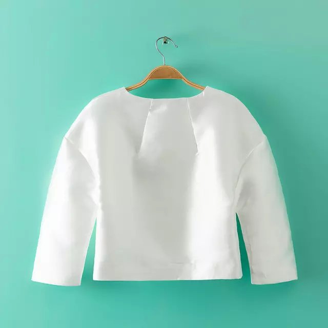 Korean style short jacket for Women outer wear Graffiti Embroidery Three Quarter Sleeve O Neck White coats female Autumn
