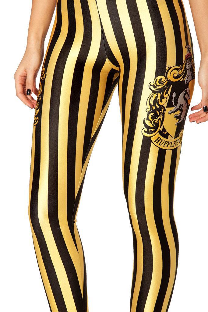 Sexy Leggings for Women Fashion Autumn Elegant Gold Black striped Print Elastic Waist Sport Trousers Brand Female